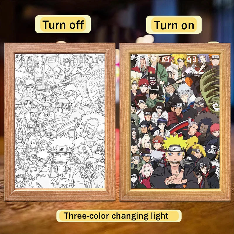 Naruto LED Light Painting Frame | Anime Night Light Design 009