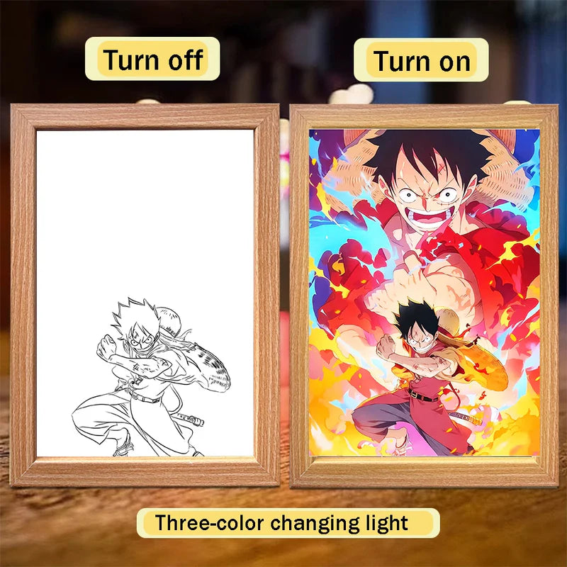 One Piece LED Light Painting Frame | Anime Night Light Design 02