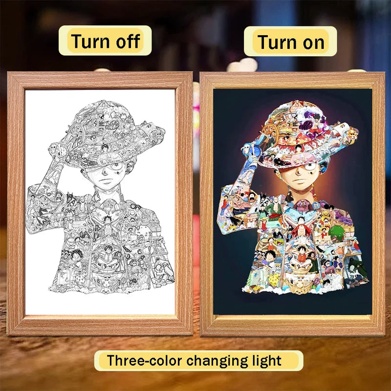 One Piece LED Light Painting Frame | Anime Night Light Design 04