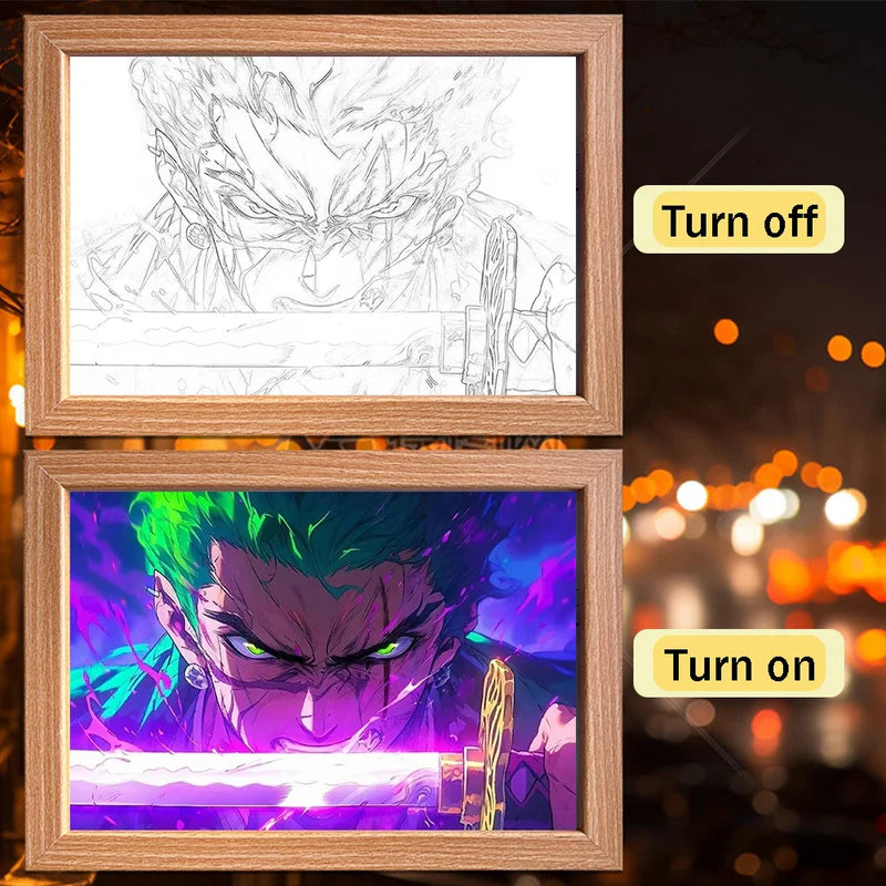 One Piece LED Light Painting Frame | Anime Night Light Design 01